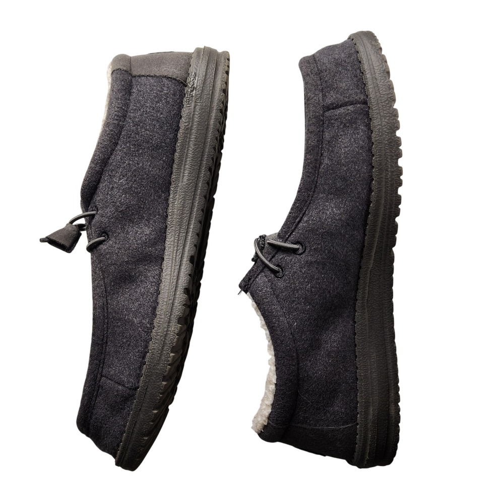 HEYDUDE Wally Warmth Mens 10 Charcoal Sherpa Lined Slip On Casual Shoes Gray - Picture 4 of 7